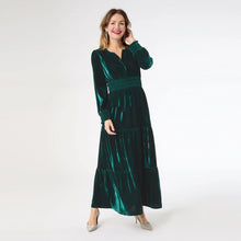 Load image into Gallery viewer, Brigid Velour Dress - Emerald