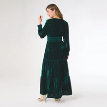 Load image into Gallery viewer, Brigid Velour Dress - Emerald