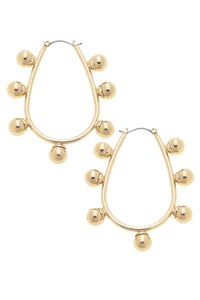 Canvas Allison Studded Metal Teardrop Hoop Earrings in Shiny Gold