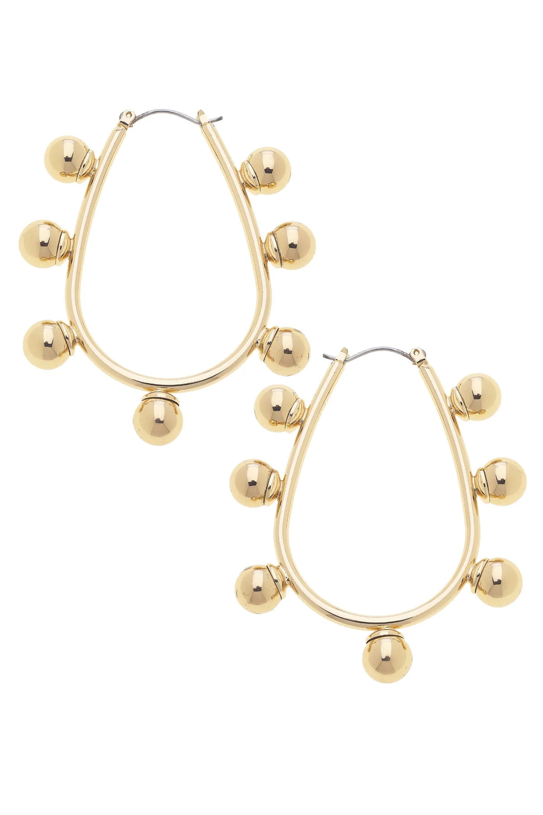 Canvas Allison Studded Metal Teardrop Hoop Earrings in Shiny Gold