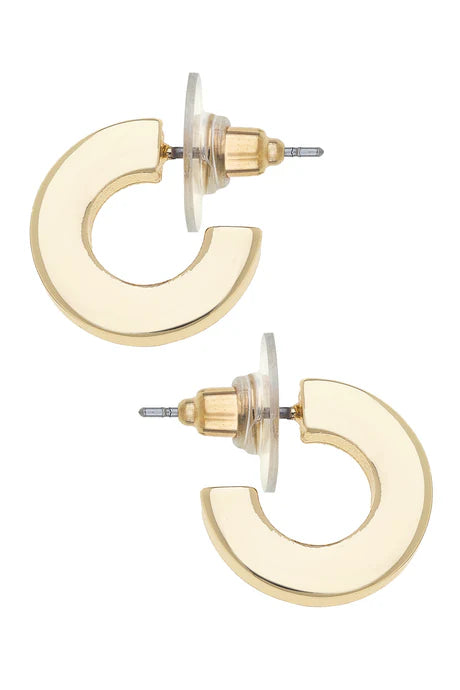 Canvas Emmy Small Flat Hoop Earrings in Shiny Gold
