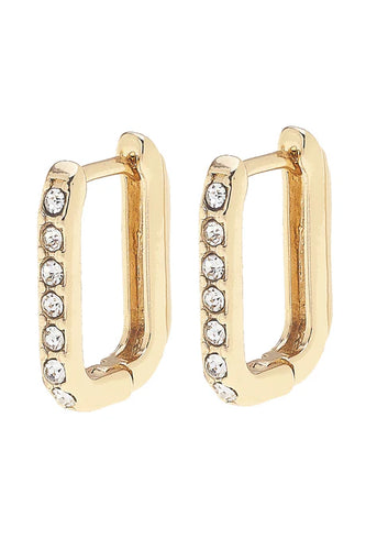 Canvas Tai Pave Rectangle Huggie Hoop Earrings in Shiny Gold