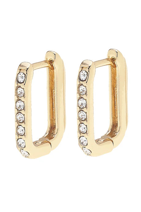 Canvas Tai Pave Rectangle Huggie Hoop Earrings in Shiny Gold