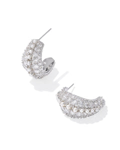 Kendra Scott Krista Silver Hoop Earrings in White Mix