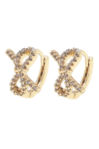 Canvas Collins Pave Bow Mini Huggie Earrings in Shiny Gold