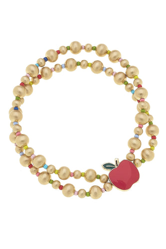 Canvas Red Delicious Apple Bead Stretch Bracelet