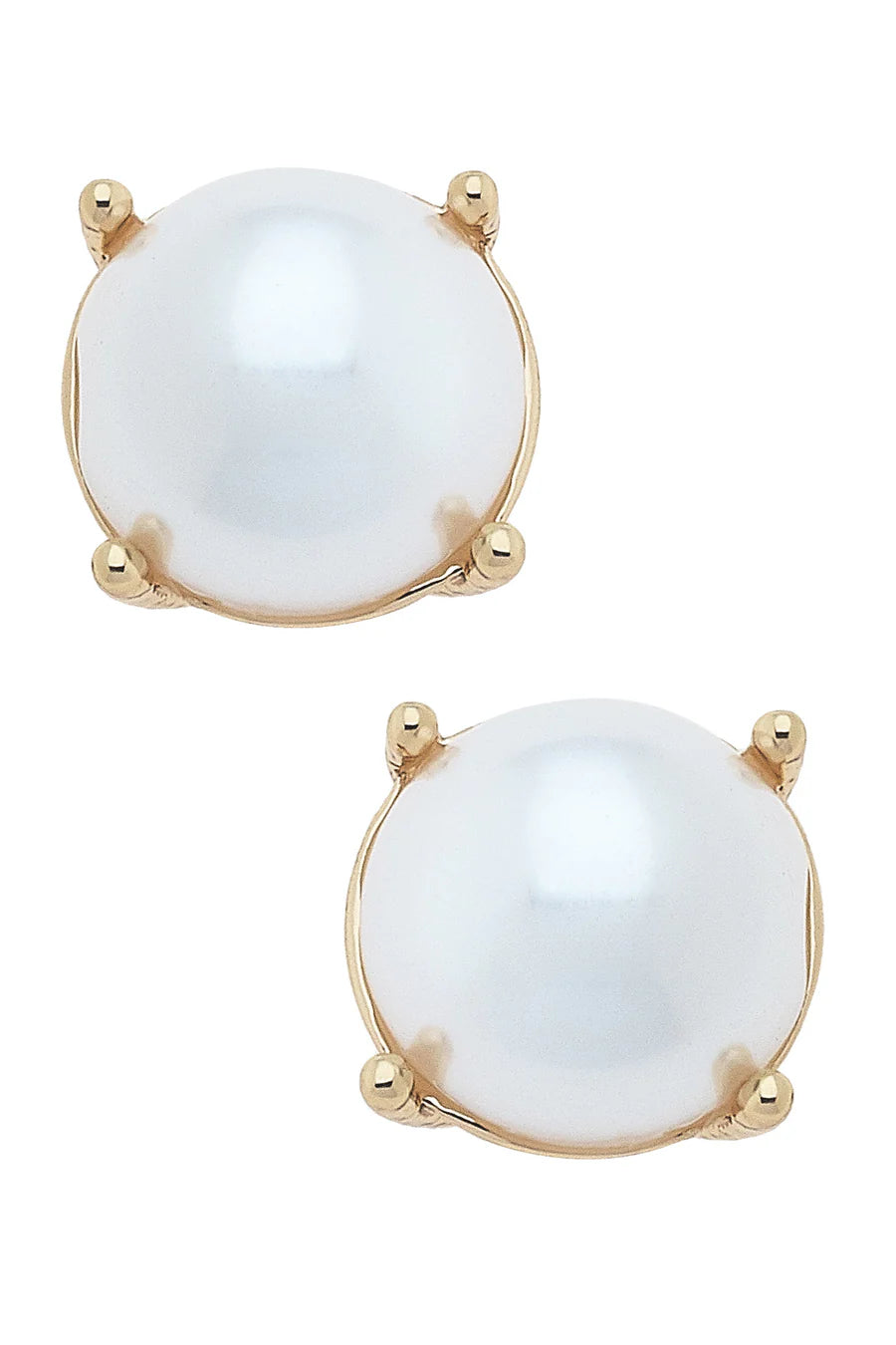 Canvas Carmen Pearl Cabochon Stud Earrings in Ivory