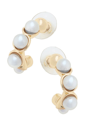 Canvas Presley Pearl Half Hoop Earrings in Ivory