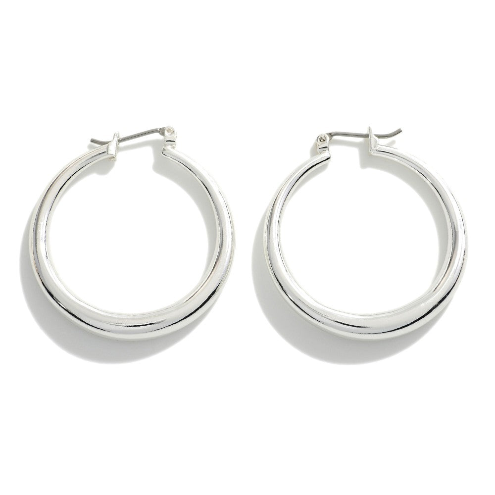 Silver Chunky Hollow Hoops