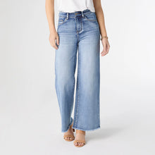 Load image into Gallery viewer, EverStretch Wide Leg Frayed Bottom Jeans - Medium Denim