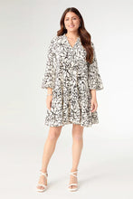 Load image into Gallery viewer, Tiffani Ruffle Sleeve Dress - Ivory/Charcoal