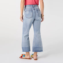 Load image into Gallery viewer, Bambu Soft Flare Crop with Fray Bottom - Light Denim
