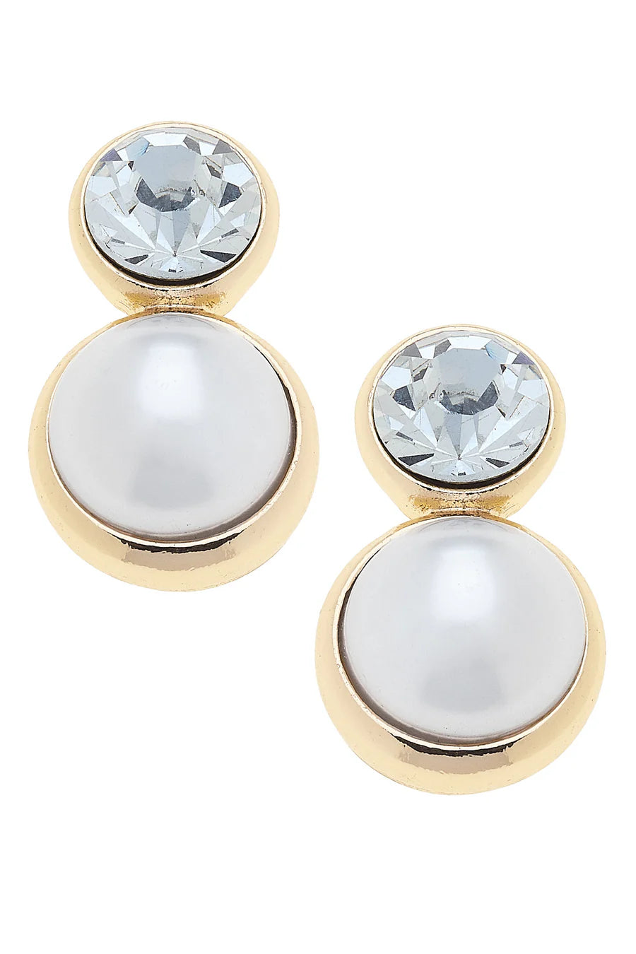Canvas Effie Rhinestone & Pearl Drop Earrings in Clear