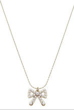 Load image into Gallery viewer, Canvas Dawn Pearl Studded Bow Necklace in Ivory