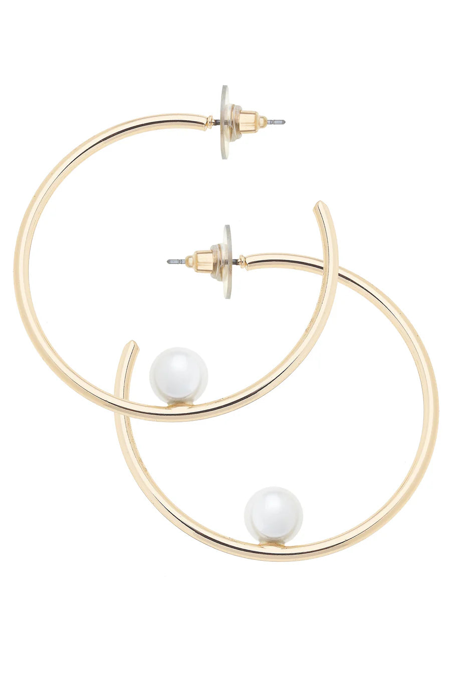 Canvas Jackie Pearl Hoop Earrings in Shiny Gold