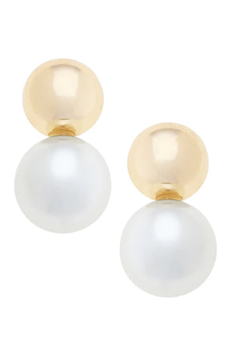 Canvas Annalise Pearl Drop Earrings in Ivory Shiny Gold