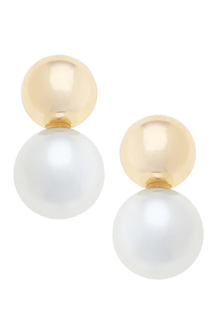Canvas Annalise Pearl Drop Earrings in Ivory Shiny Gold