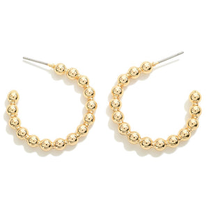 Gold Mini Beaded Hoops