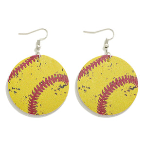 Distressed Softball Earrings