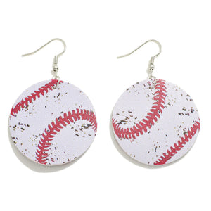 Distressed Baseball Earrings