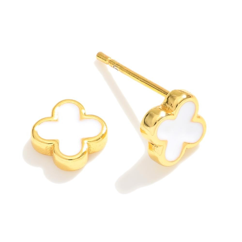 White Clover Stud Earrings