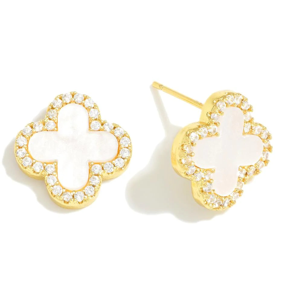 Sparkly Clover Stud Earrings