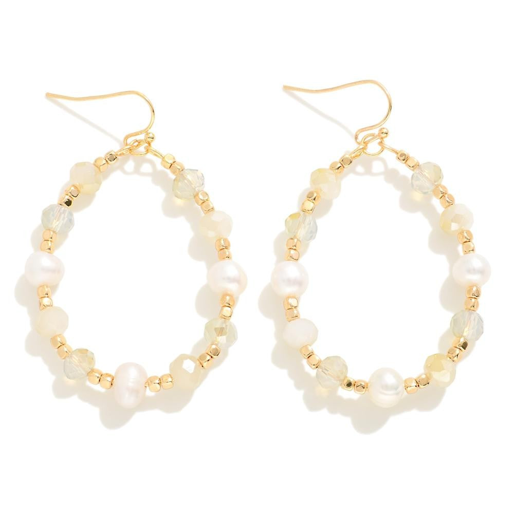 Beaded Pearl Drop Earrings