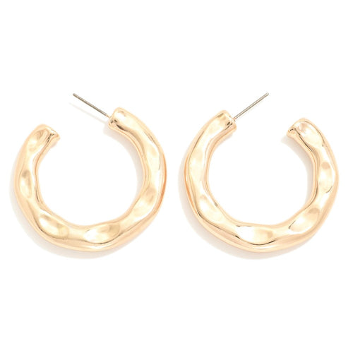 Gold Dimpled Huggie Earrings