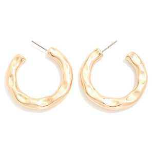 Gold Dimpled Huggie Earrings