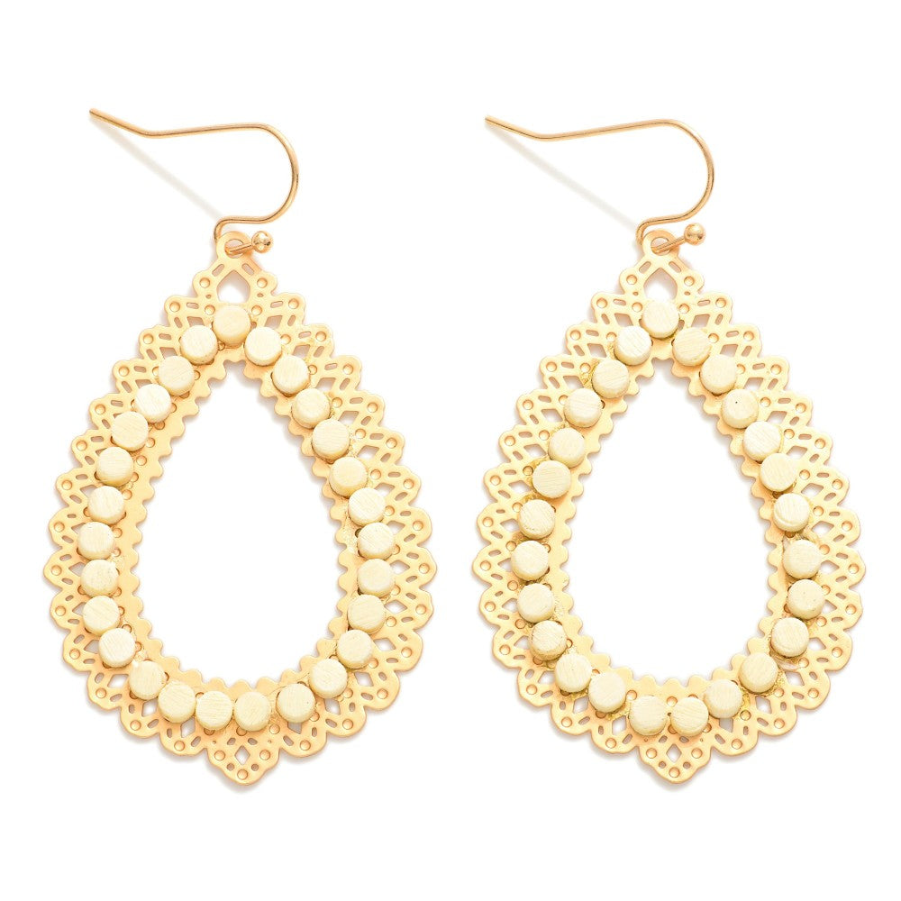 Gold Scallop Teardrop Earrings