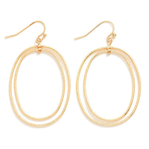 Stacked Hoop Oval Earrings - Gold