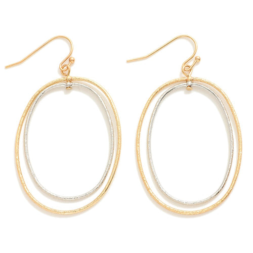 Stacked Hoop Oval Earrings - Two Toned