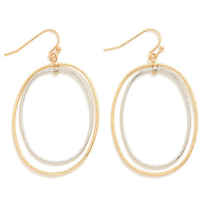 Stacked Hoop Oval Earrings - Two Toned
