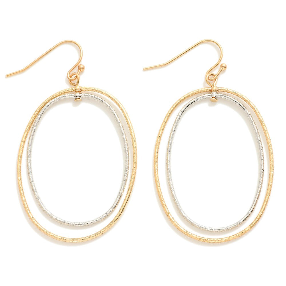 Stacked Hoop Oval Earrings - Two Toned