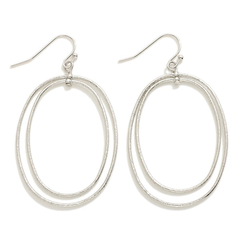Stacked Hoop Oval Earrings - Silver
