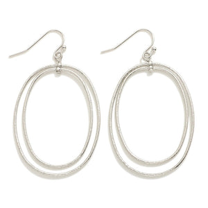 Stacked Hoop Oval Earrings - Silver
