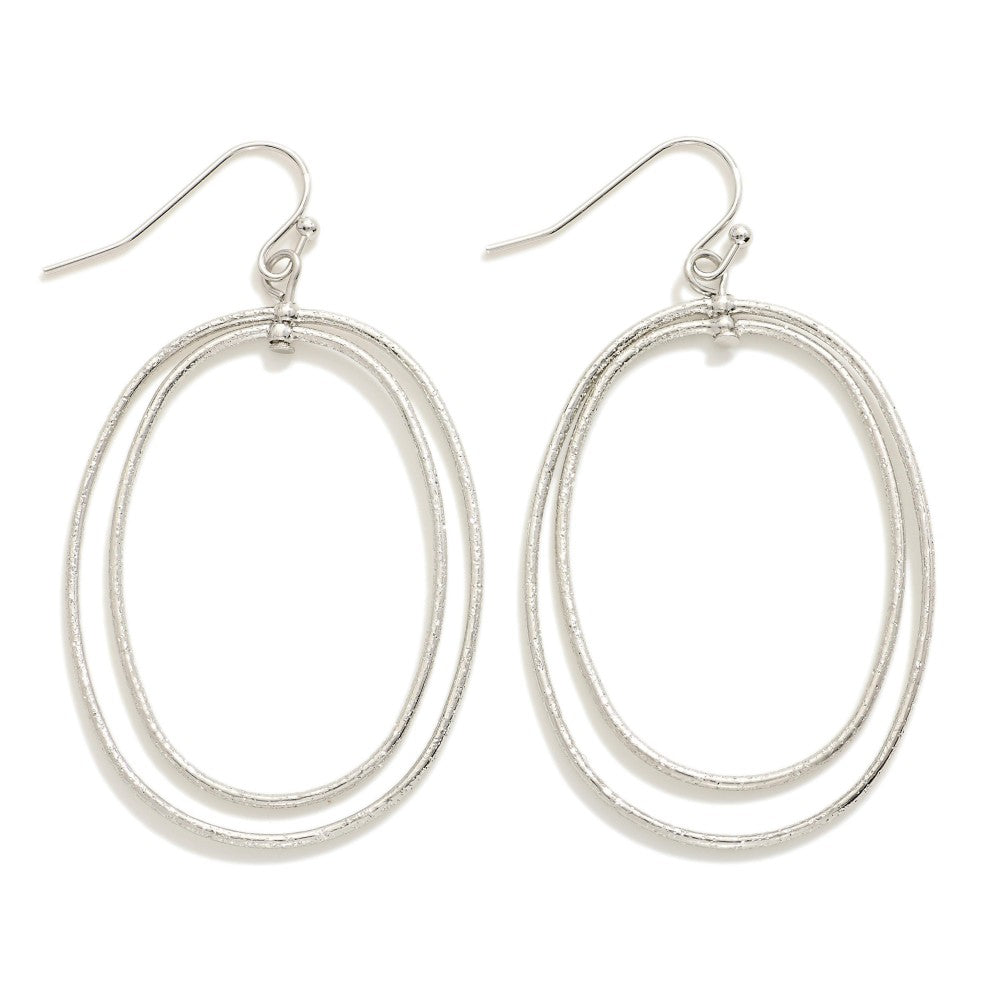 Stacked Hoop Oval Earrings - Silver