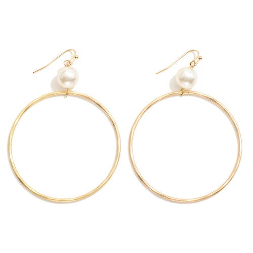 Circle Pearl Gold Hoops