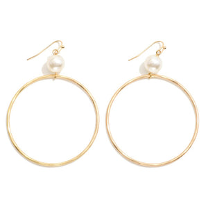 Circle Pearl Gold Hoops