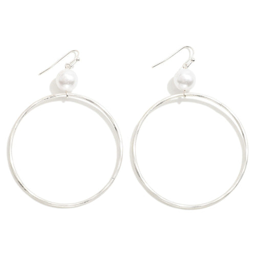Circle Pearl Silver Hoops
