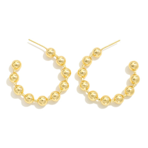 Gold Chunky Beaded Hoops