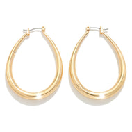 Shiny Gold Teardrop Hoop Earrings
