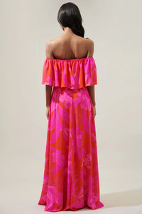 Tropics Off The Shoulder Maxi Dress - Fuchsia