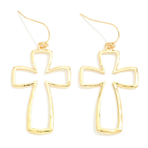 Rounded Cross Earrings - Gold