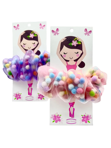 Ballerina Pom Pom Scrunchies