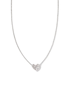 Kendra Scott Holland Silver Heart Short Pendant Necklace in White Crystal