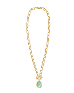 Kendra Scott Daphne Gold Chain Necklace in Light Green Mother of Pearl