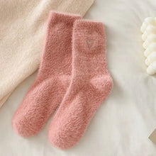 Load image into Gallery viewer, Pink Heart Embroidery Plush Socks