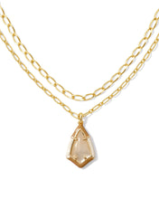 Load image into Gallery viewer, Kendra Scott Camry Gold Enamel Frame Multi Strand Necklace in Natural Mother of Pearl