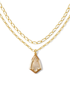 Kendra Scott Camry Gold Enamel Frame Multi Strand Necklace in Natural Mother of Pearl